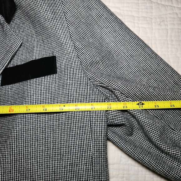Dumas Vintage Houndstooth/Velvet Collar Blazer Women's Sz 18 Wool USA 1980s - Picture 7 of 8